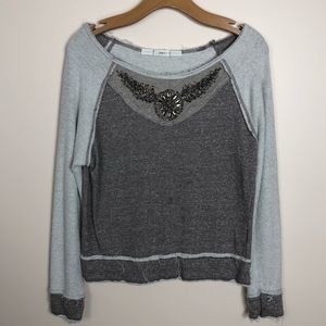EUC Gibson Large Embellished Wide-Neck Sweater